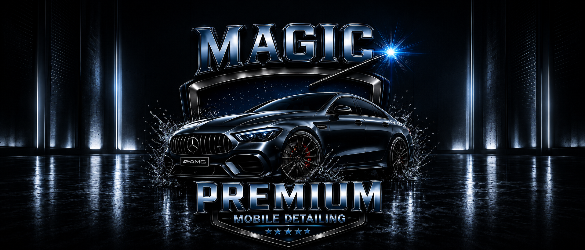 Magic Premium Mobile Detailing premium black car hero artwork